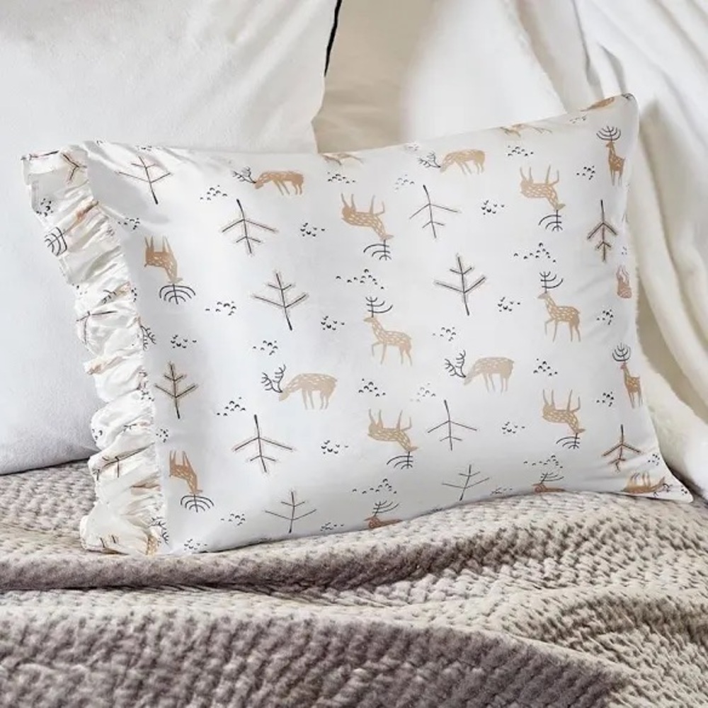 Bella Oh Deer Ruffled Satin Pillowcase